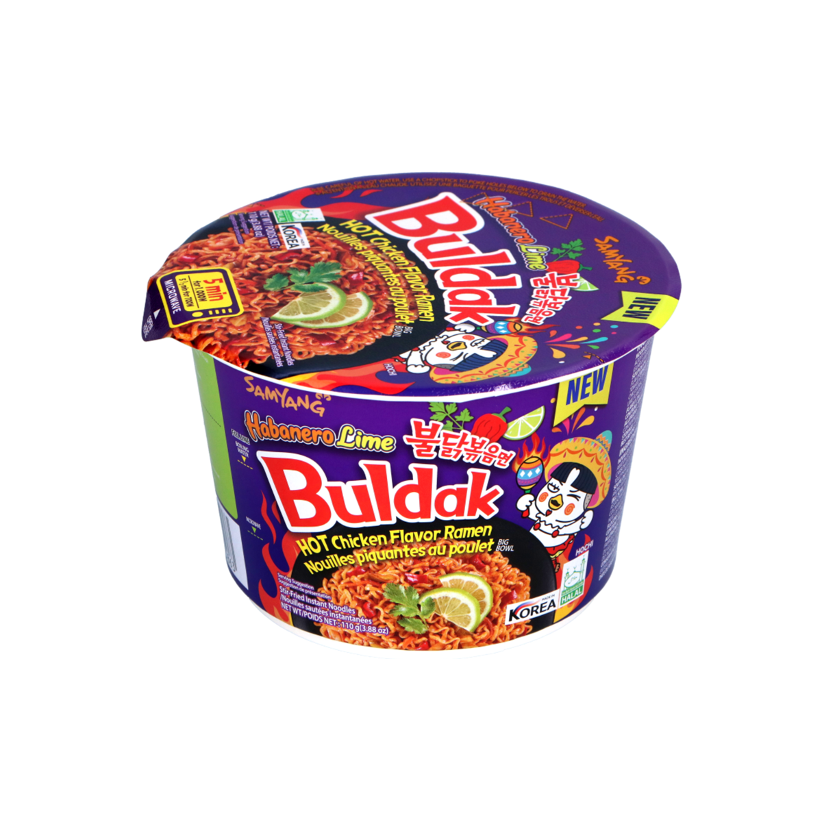 SamYang bowl nouilles ramen buldak instantanées avec habanero et citron vert 110gr