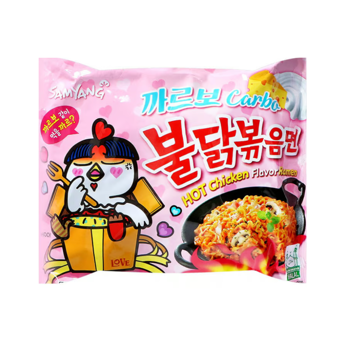 SamYang Instant-Buldak-Carbonara-Nudeln mit scharfem Hühnchen 130gr