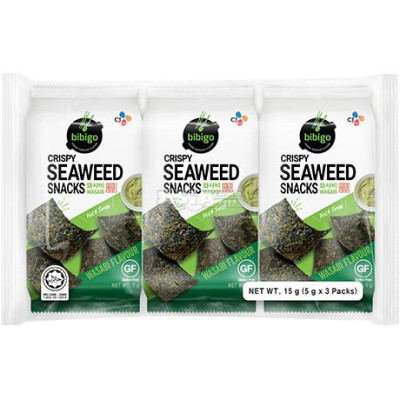 Bibigo knuspriger Algensnack mit Wasabi 3x5gr