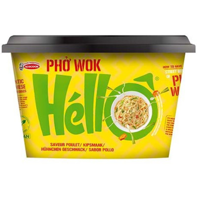 Hello bowl pho wok instant noodle soup with chicken 76gr