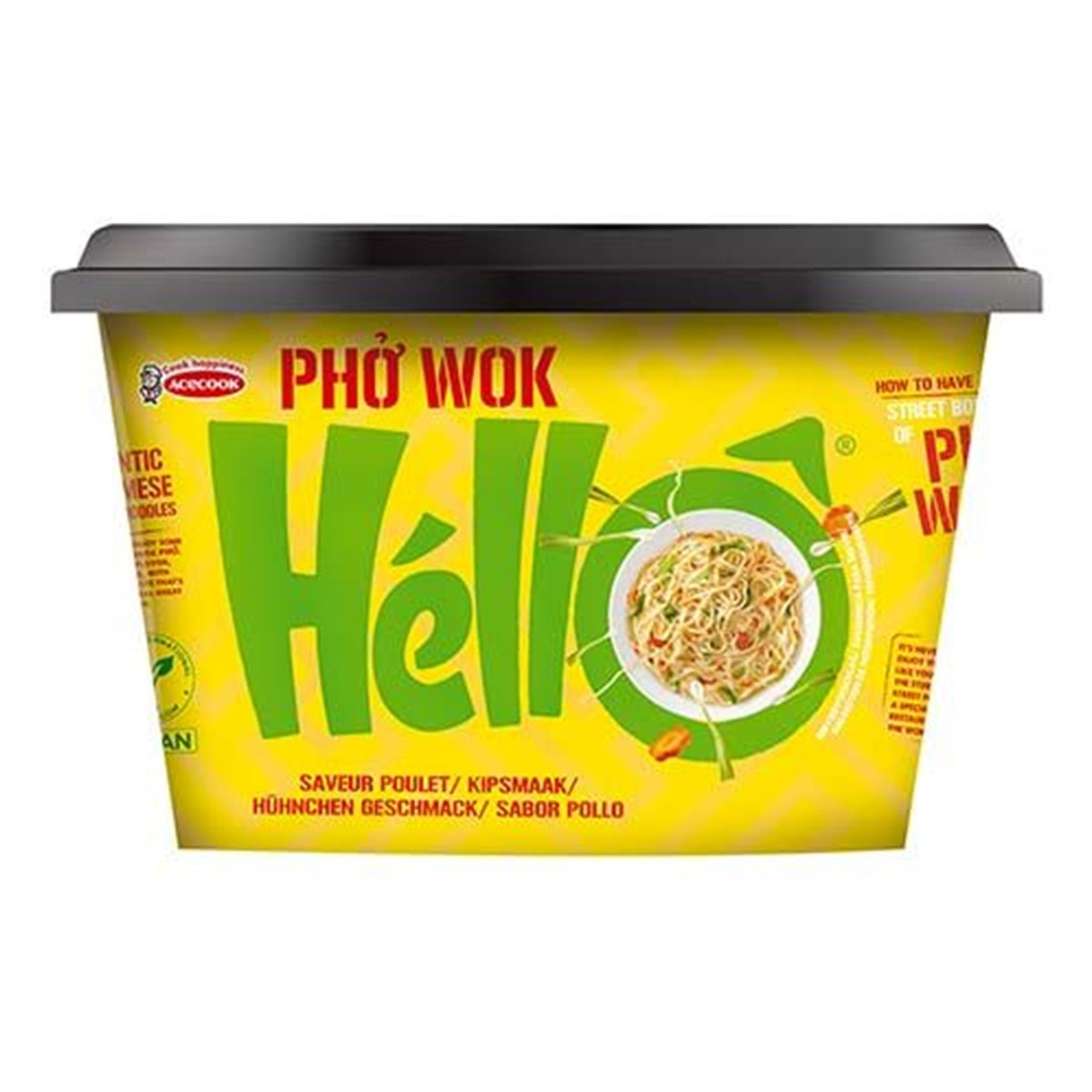 Hello bowl pho wok soupe de nouilles instantanée au poulet 76gr