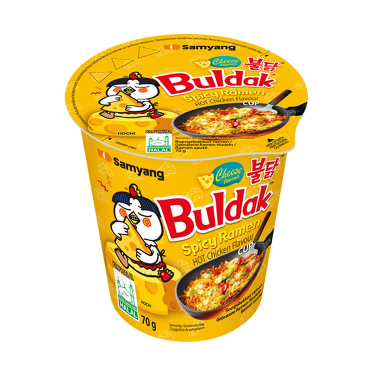 SamYang cup buldak instant pittige ramennoedels met kip en kaas 70gr
