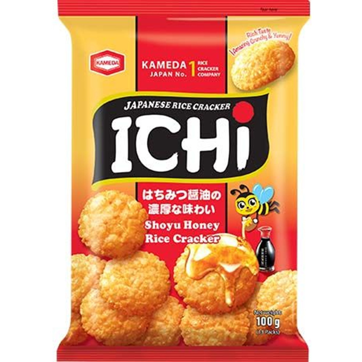 Ichi shoyu rice crackers with honey 100gr