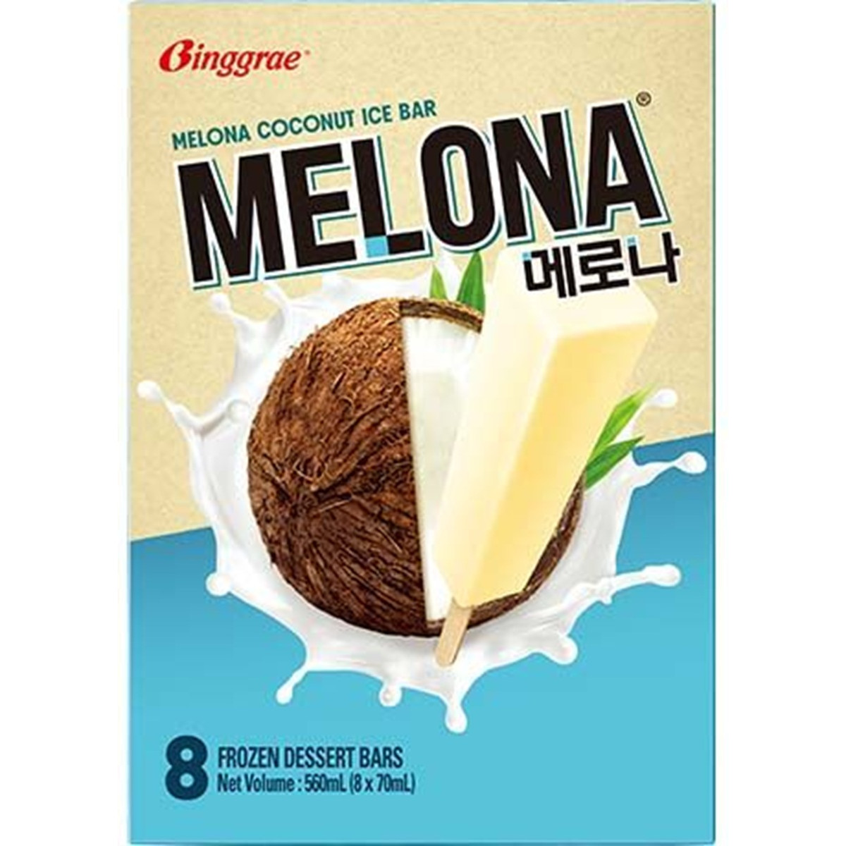Binggrae melona barre glacée à la noix de coco 8x70ml