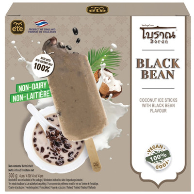 Ete kokosijslolly's met zwarte bonensmaak 4x75gr