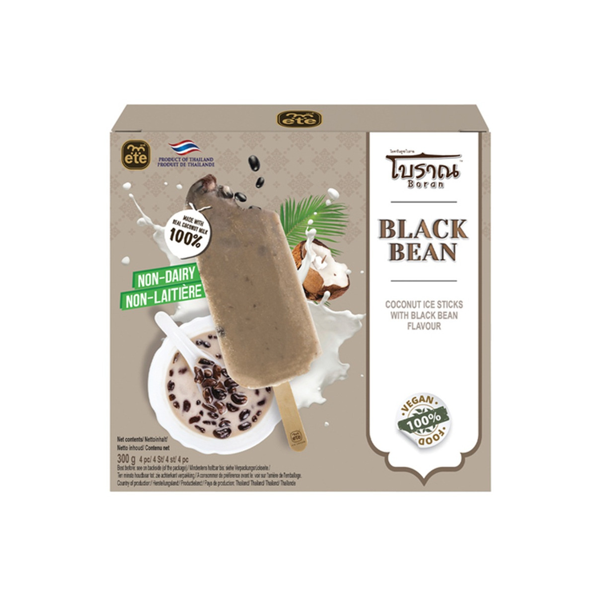 Ete bâtonnets de glace à la noix de coco et au goût de haricots noirs 4x75gr