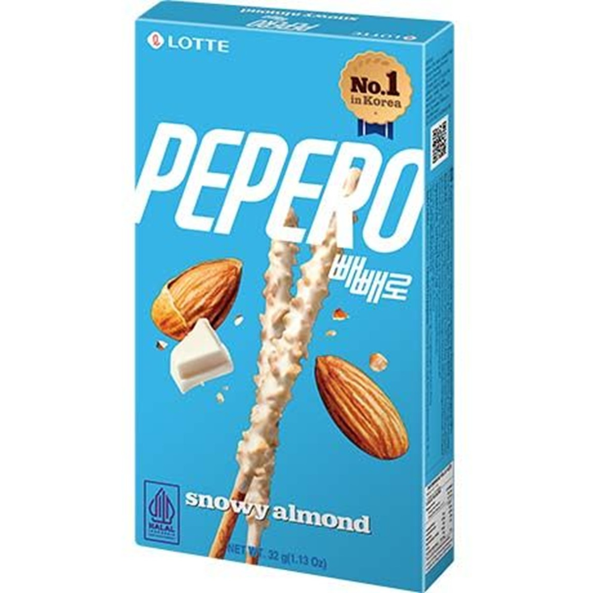 Lotte pepero Snowy White koekjesstokjes met amandel 32gr