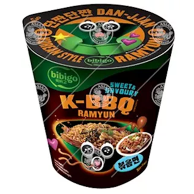Bibigo cup nouilles instantanées ramyun saveur barbecue coréen sucrée et salée 98gr