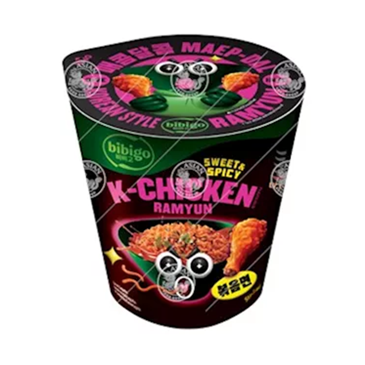 Bibigo cup Nouilles instantanées K-Chicken saveur ramyun sucrée et épicée 98gr