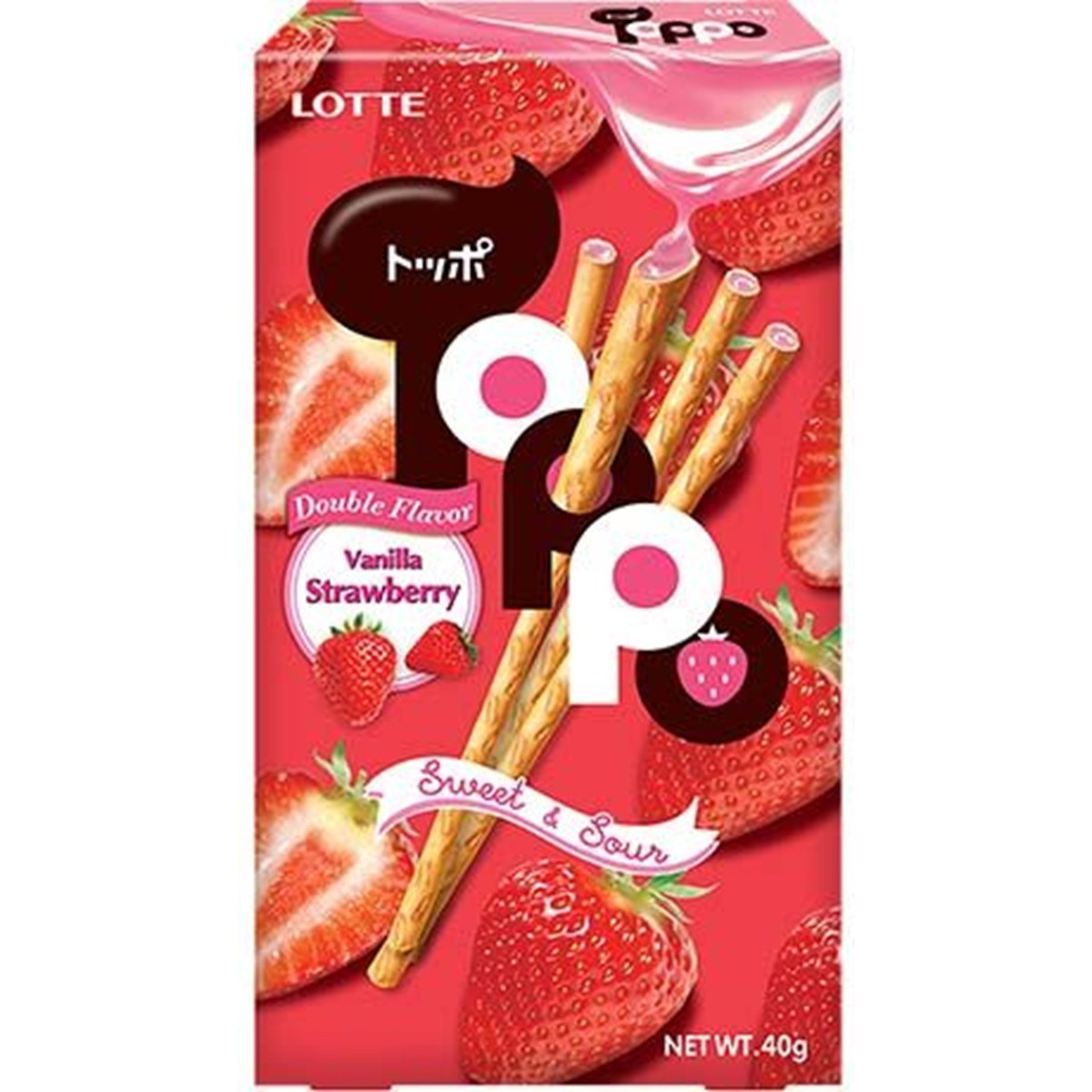 Lotte toppo pretzel sticks vanille aardbeien 40gr