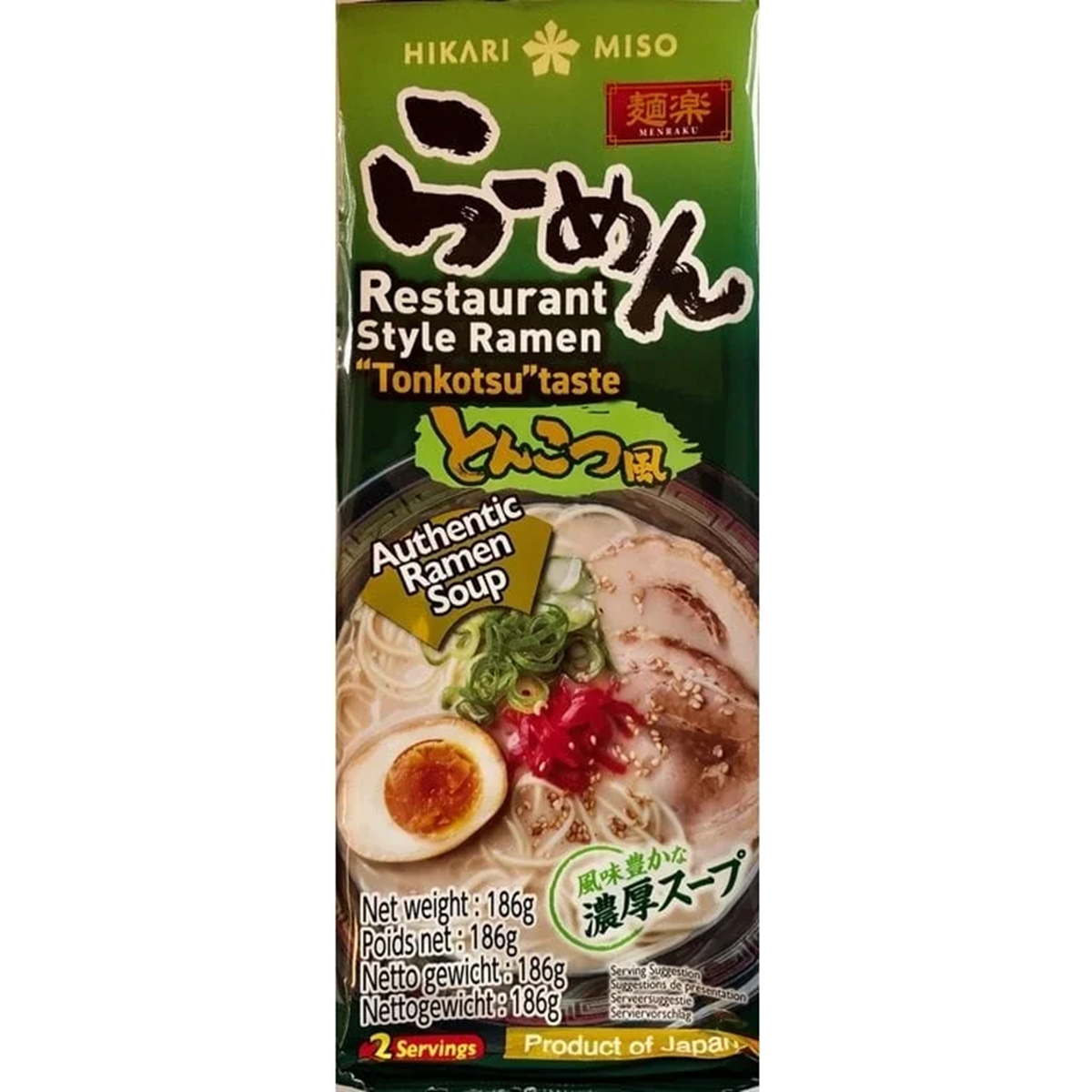 Menraku nouilles instantanées tonkotsu ramen 186gr