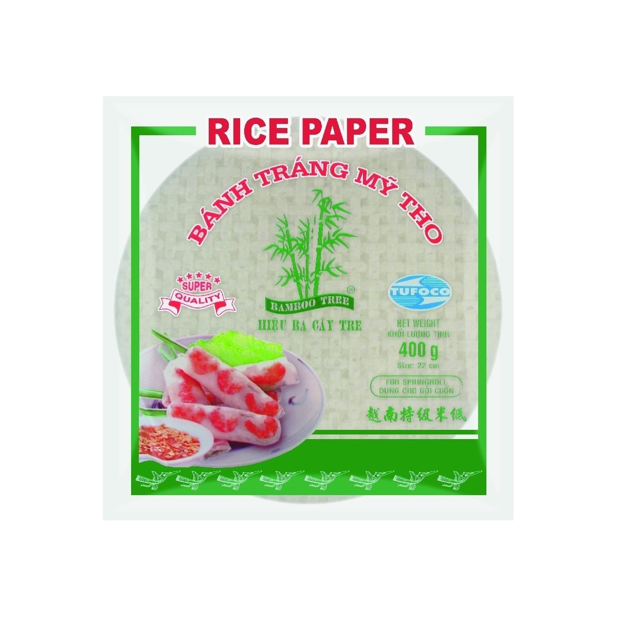 Bamboo Tree rundes Reispapier für vietnamesische Frühlingsrollen 22cm 400gr