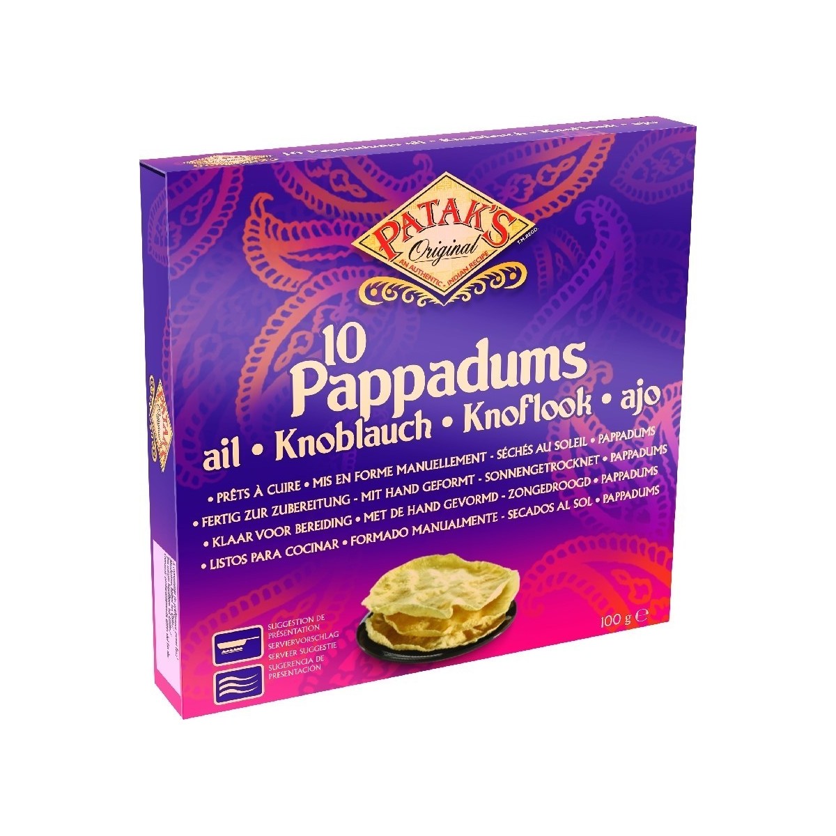 Patak pappadums with garlic 100gr