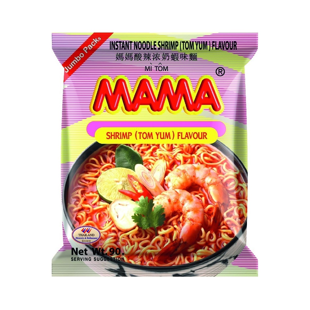 Mama nouilles instantanées jumbo au crevettes 90gr