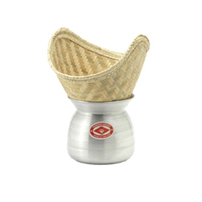 HS pot en aluminium Laos & panier en bambou 1 set 22cm