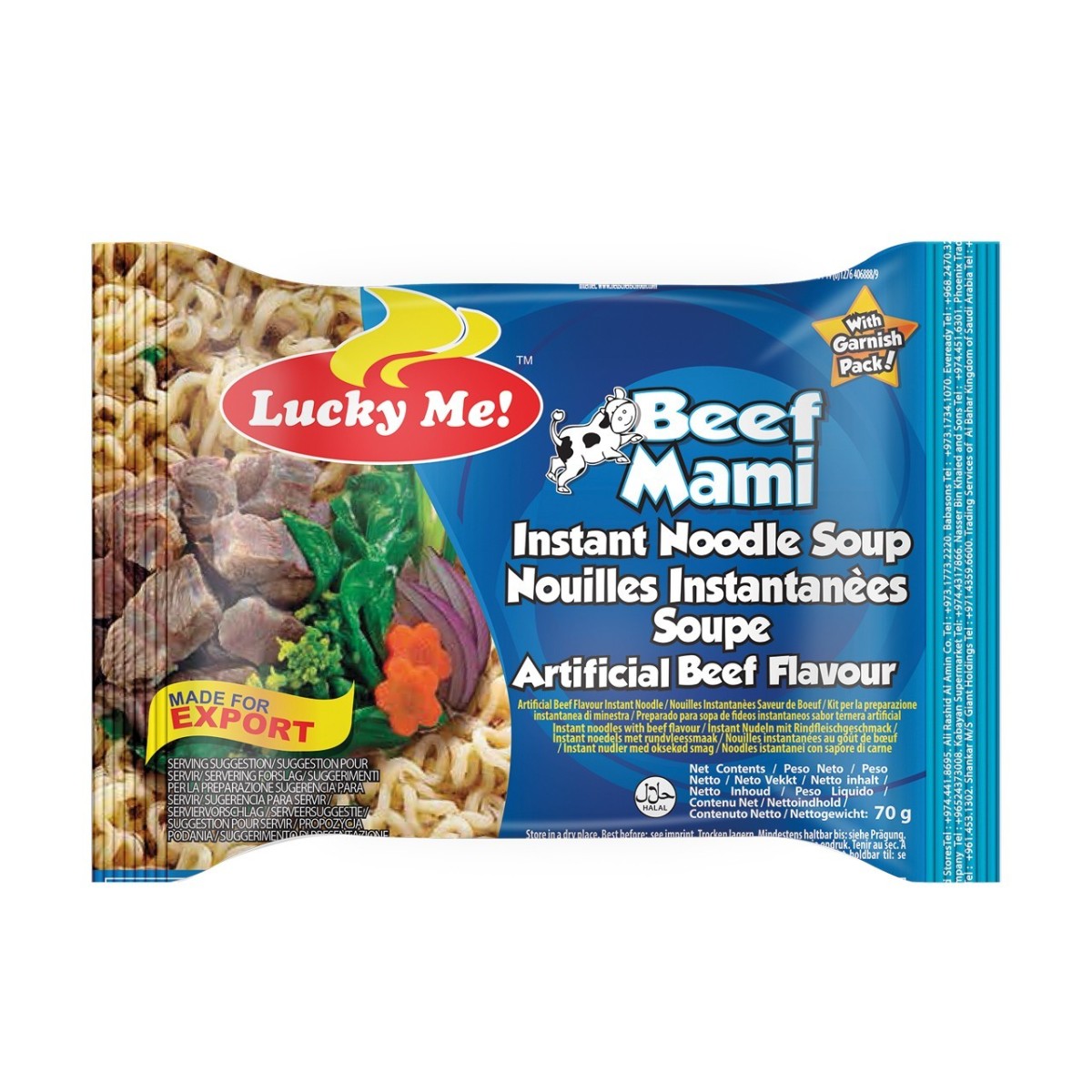 Lucky Me soupe de nouilles instantanées mami au boeuf 70gr