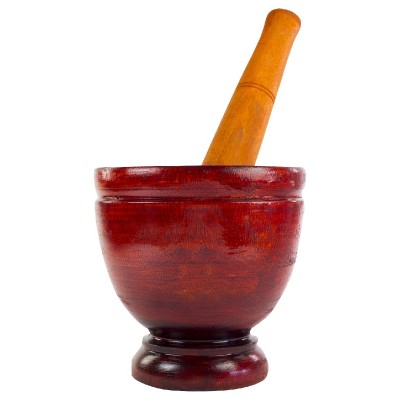 HS houten vijzel en stamper 15cm
