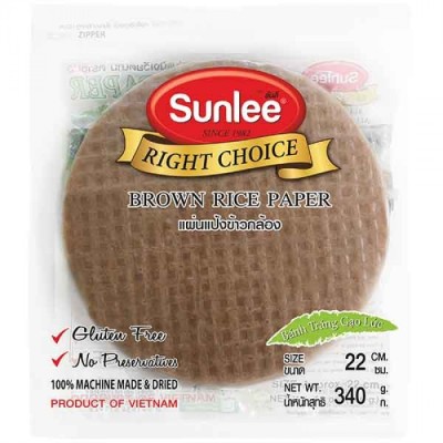 Sunlee glutenfreies rundes braunes Reispapier für vietnamesische Frühlingsrollen 22cm 340gr