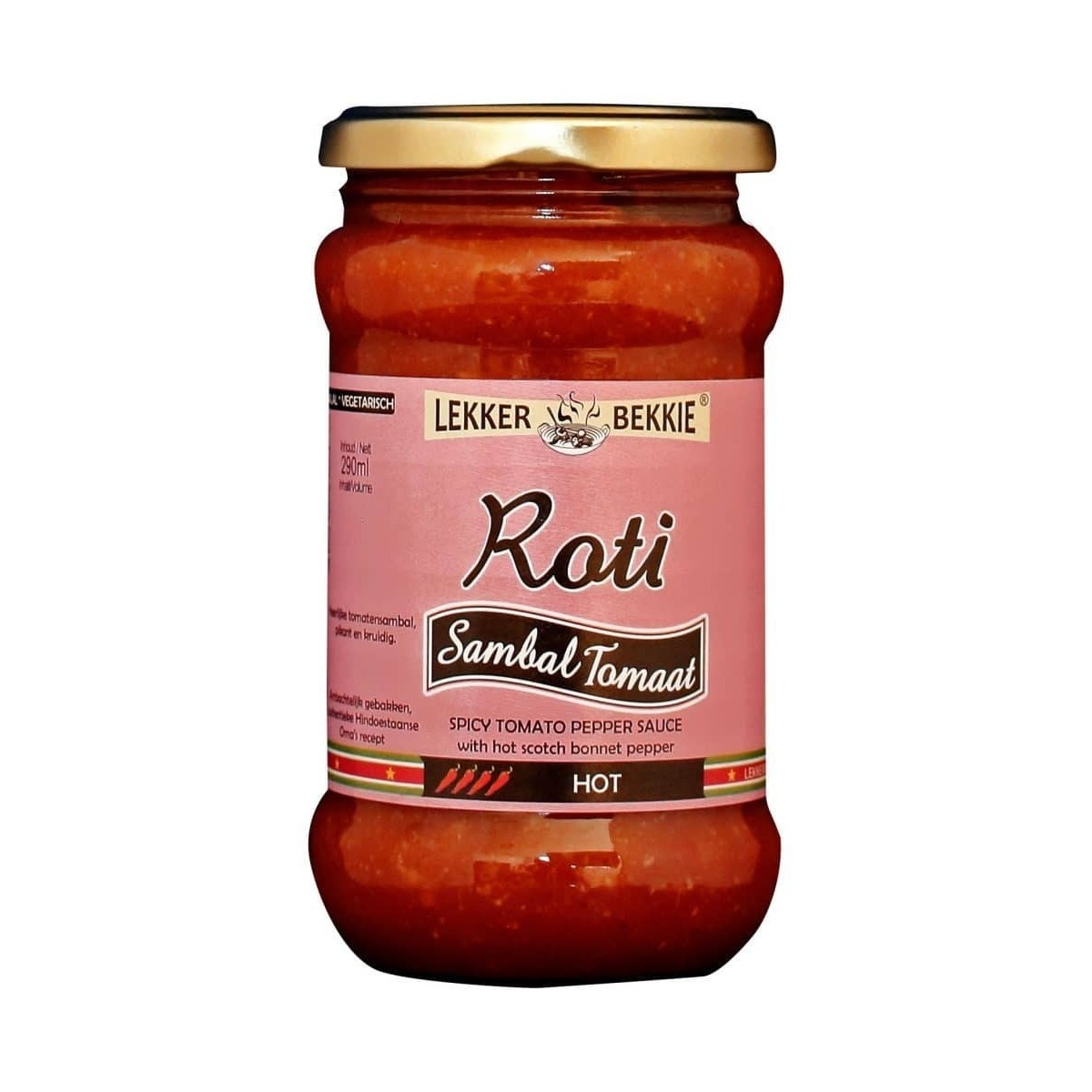 Lekker bekkie sambal épicé aux tomates et piment scotch bonnet 290ml