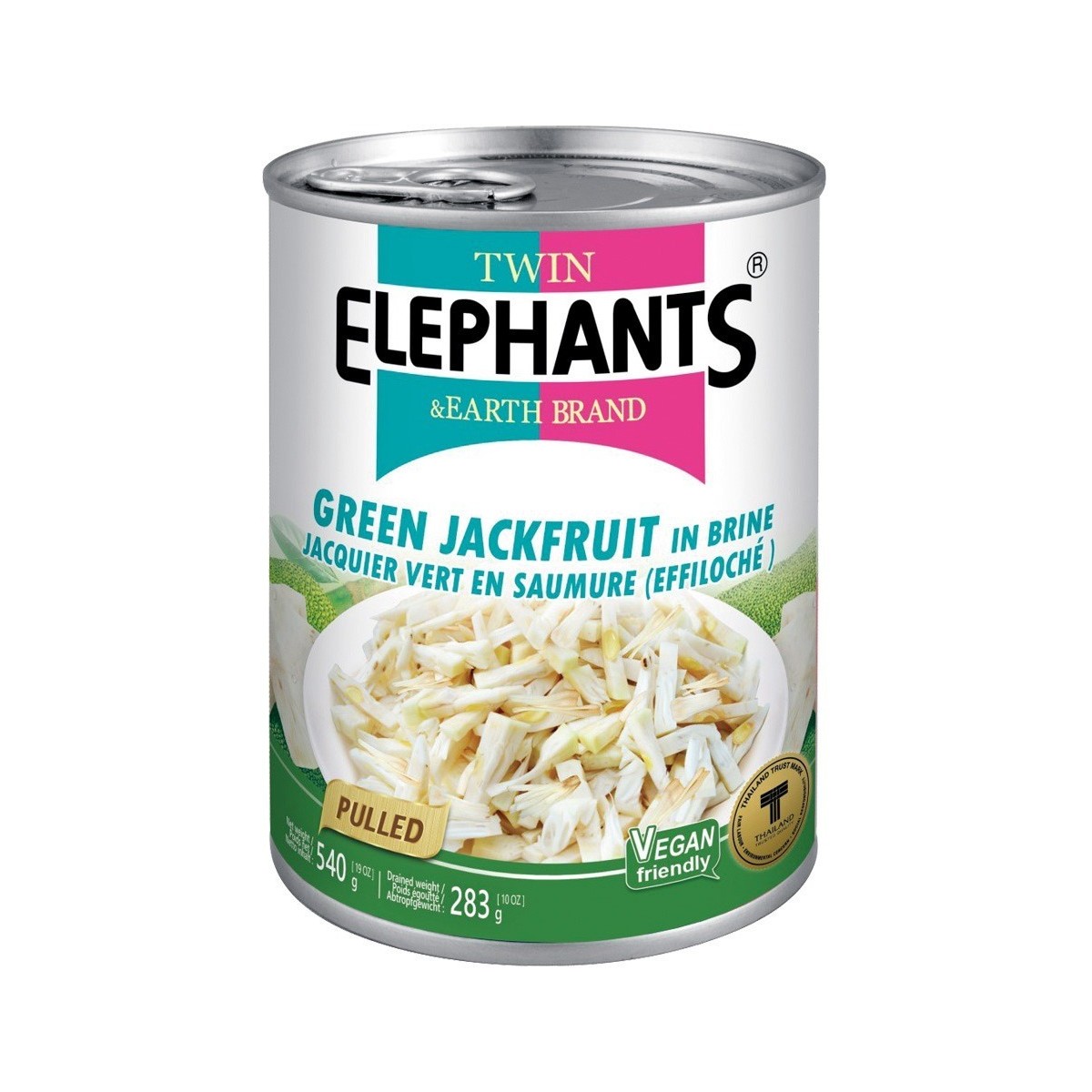 Twin Elephants Jacquier vert effiloché (pulled) 540gr