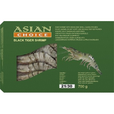 Asian Choice Hoso large black tiger scampi with head and scale 21/30 1 kg