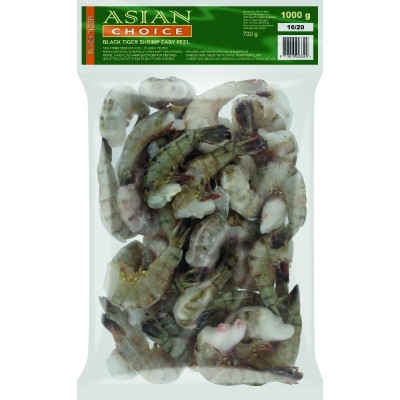 Asian Choice black tiger headless scampi with scale HLSO Easy Peel 16/20 1kg