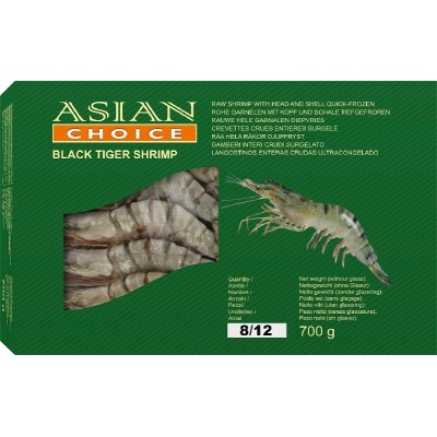 Asian Choice Hoso large black tiger scampi with head and shell 8/12 700gr