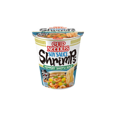 Nissin cup shoyu soupe de nouilles instantanées aux crevettes et sauce soja 63gr