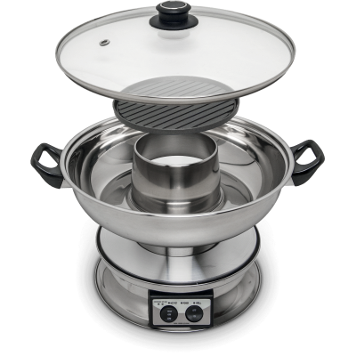 Elektronische hot pot met grillplaat 3.8 liter