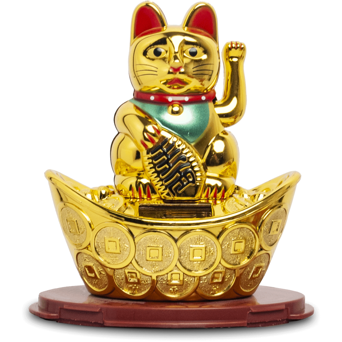 Gouden gelukskatje op zonne-energie 8.75cm