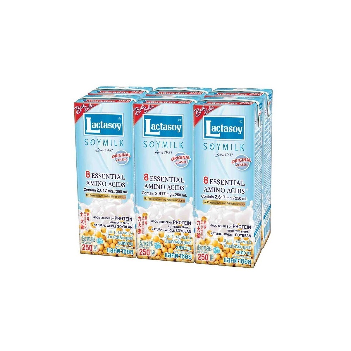 Lactasoy sweetened soy milk 6x250ml