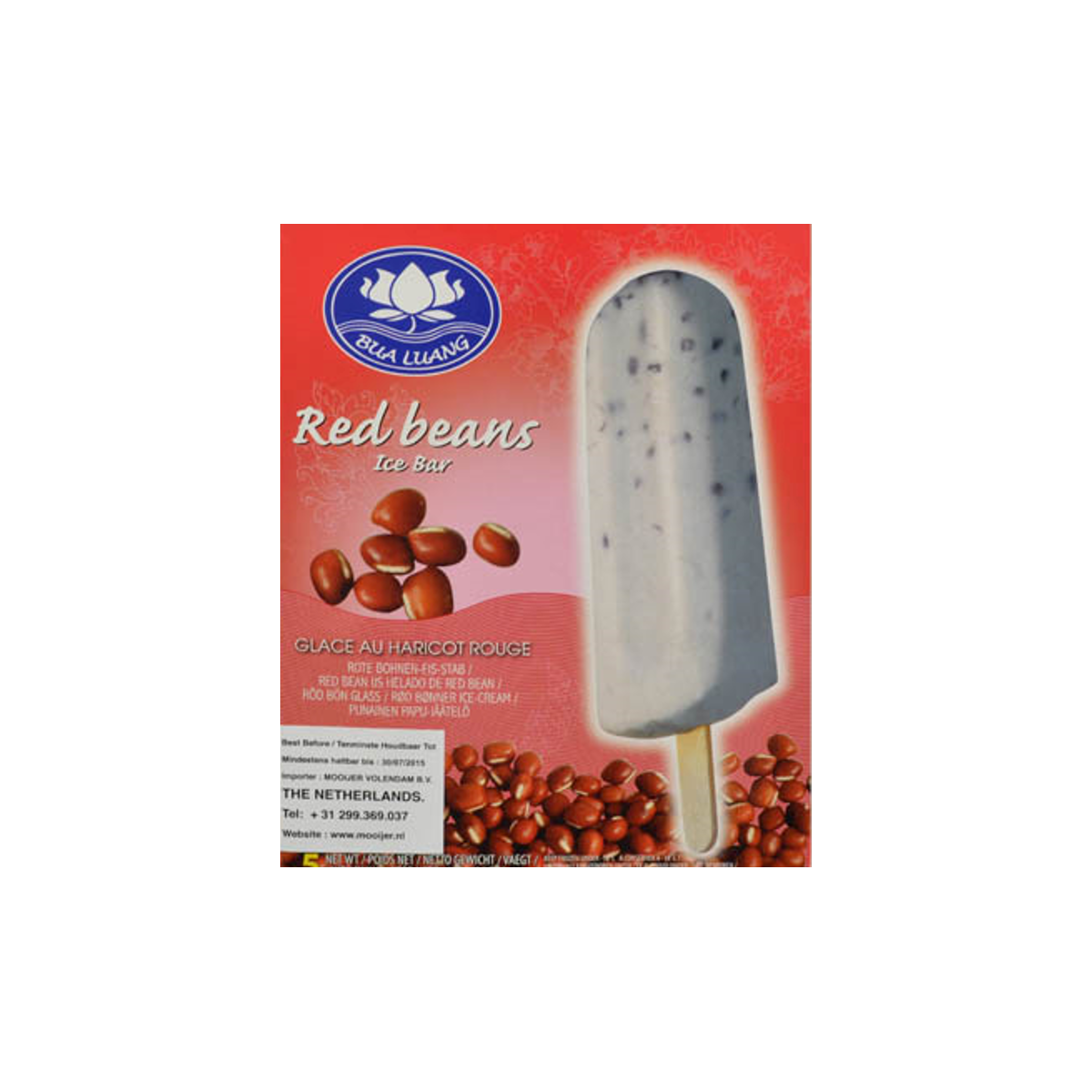 Bua Luang glace vegan aux haricots rouges (red bean ice cream) 5 pièces