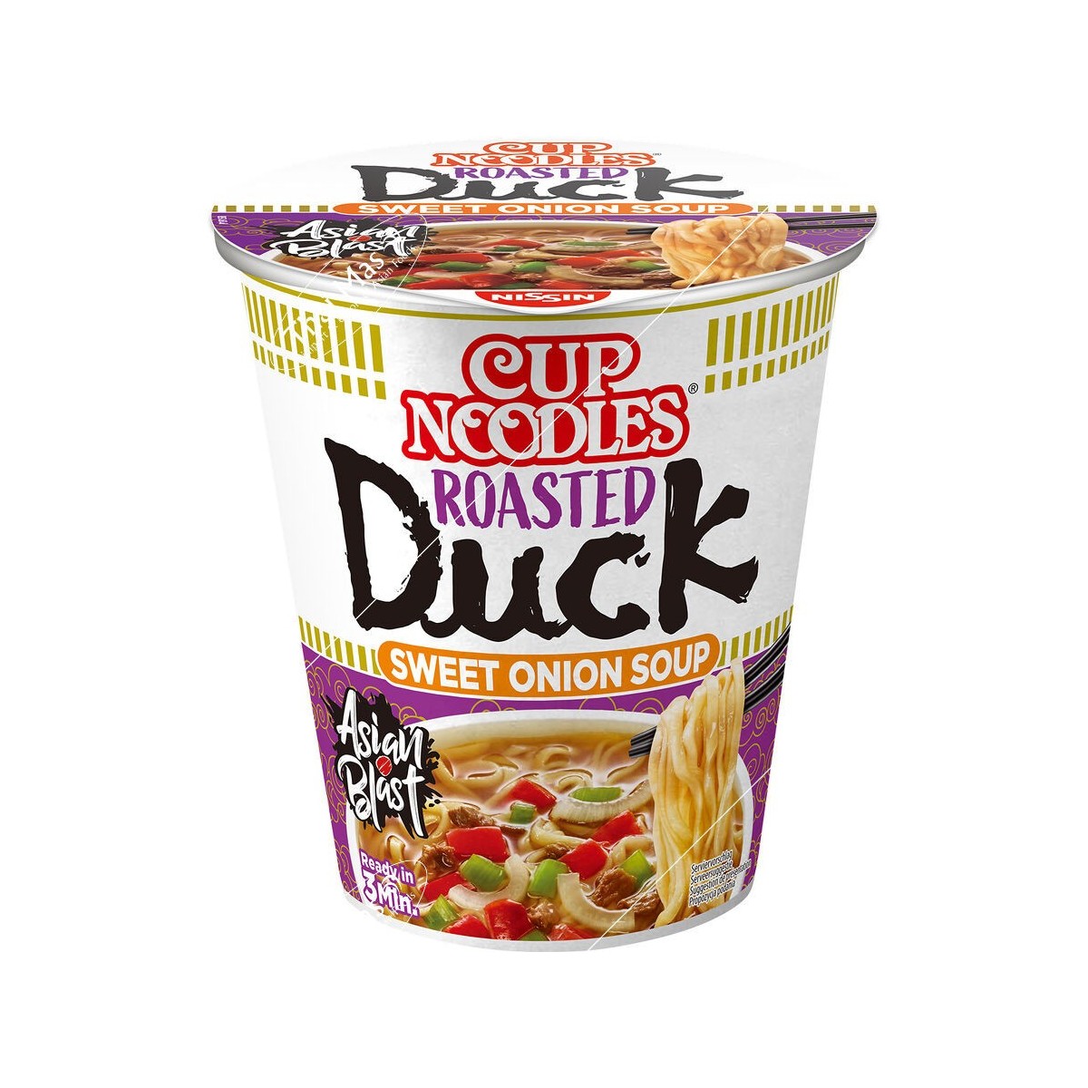 Nissin cup zoete ajuinsoep met instant noedels en geroosterde eend 65gr