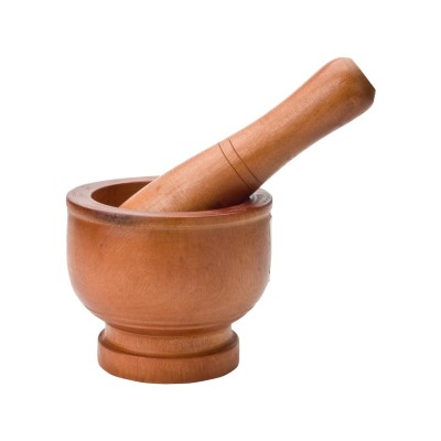 HS houten vijzel en stamper