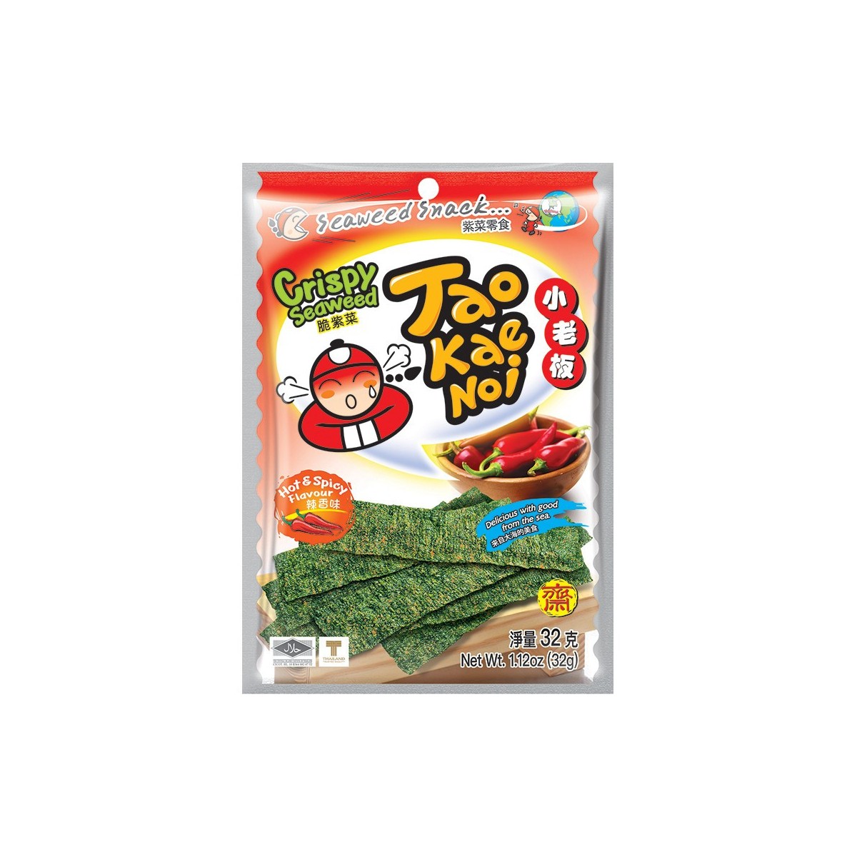 Tao Kae Noi spicy crispy seaweed snack 32gr