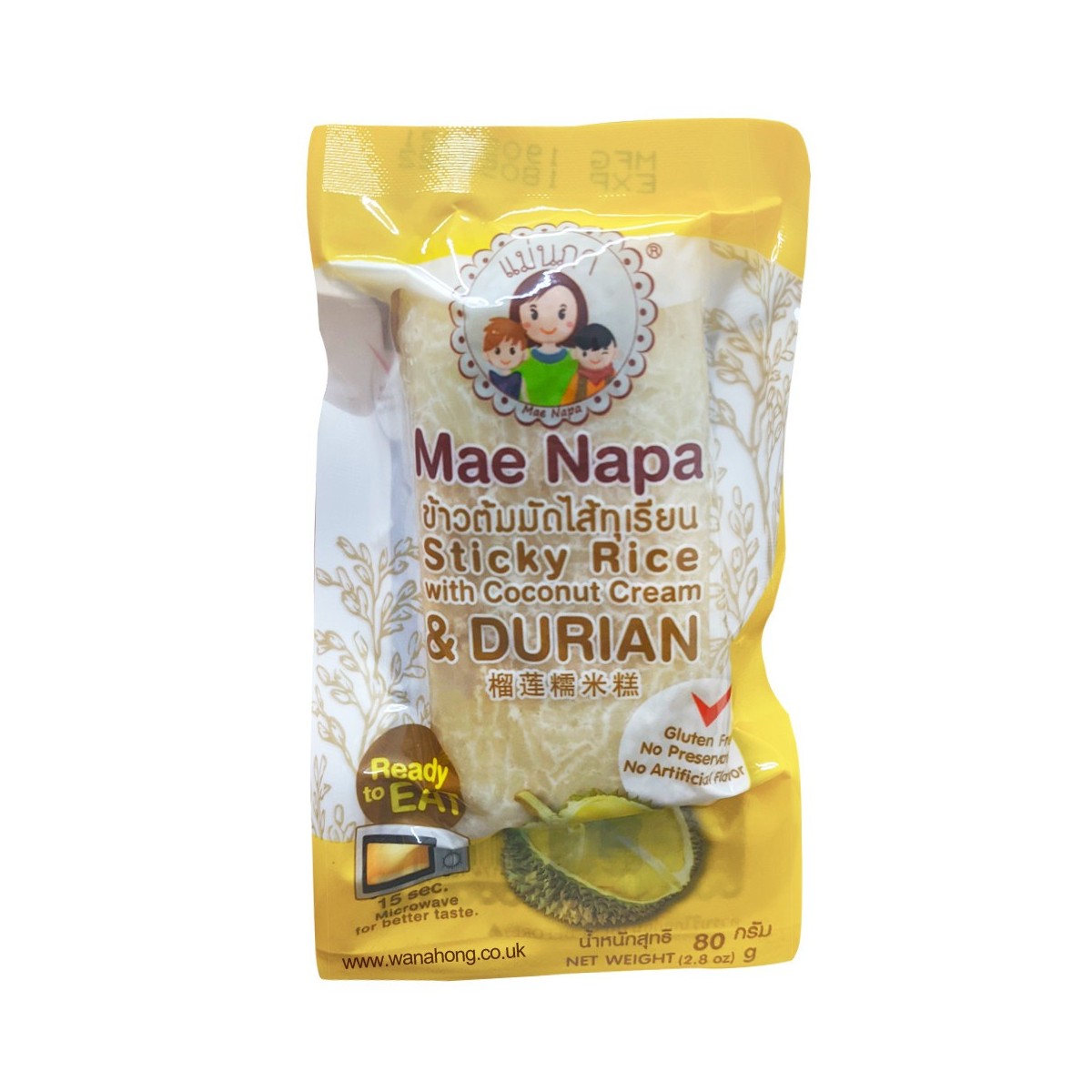 Mae Napa Klebreis mit Kokoscreme und Durian 80gr