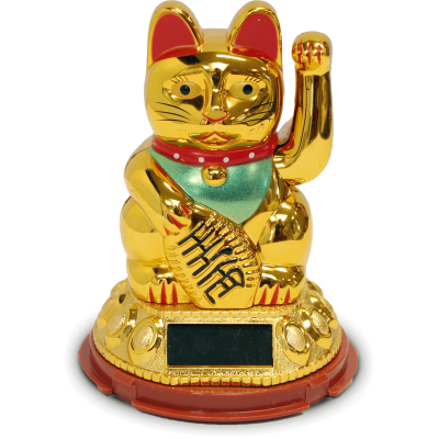 Golden lucky cat on solar energy D8 H12cm
