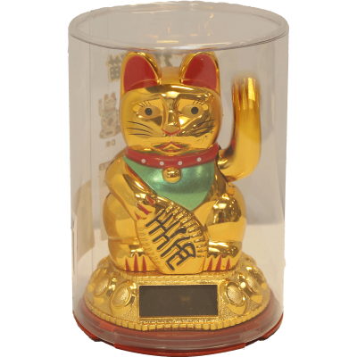 Golden lucky cat on solar energy D8 H12cm