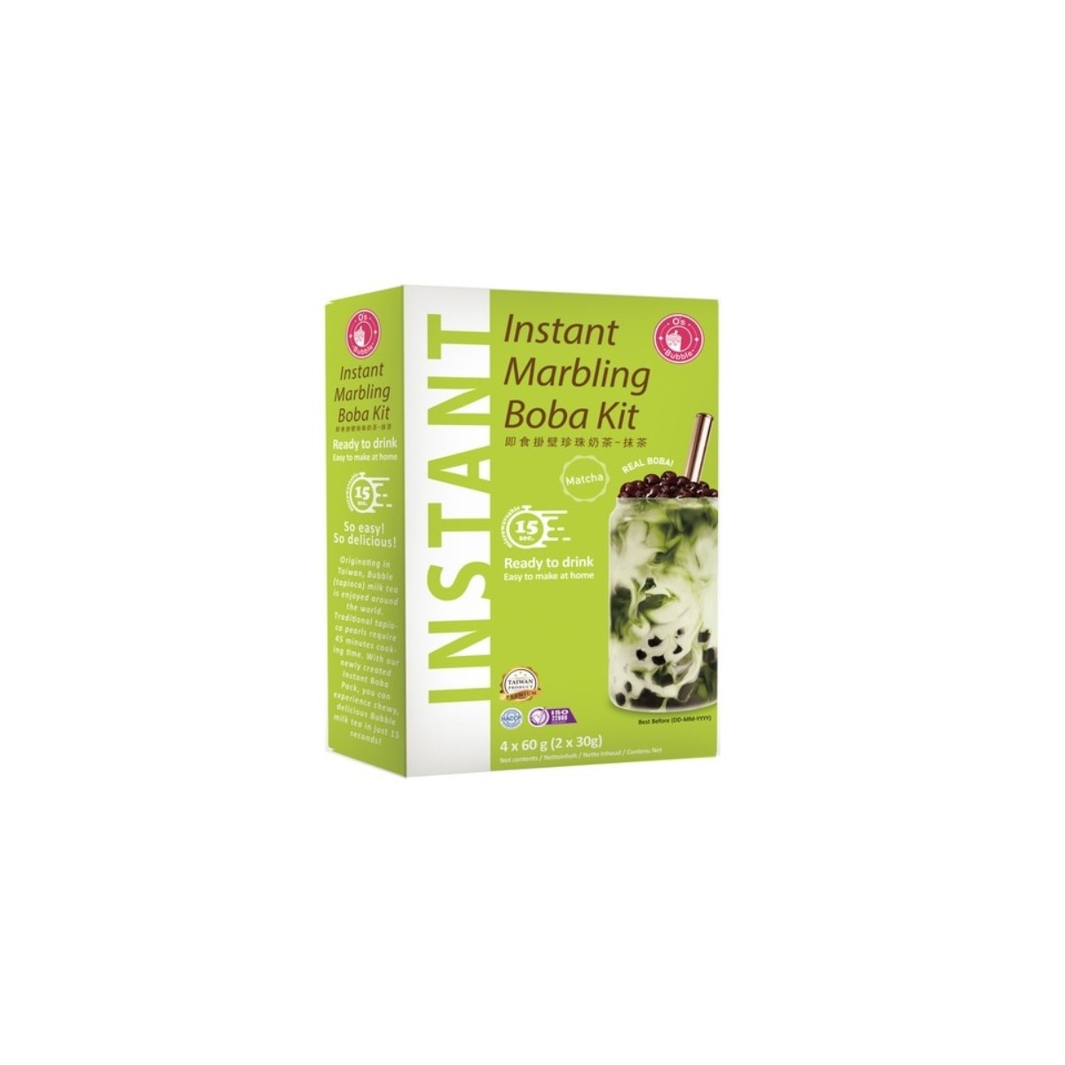 O'S Bubble instant boba drink with matcha tea 240gr