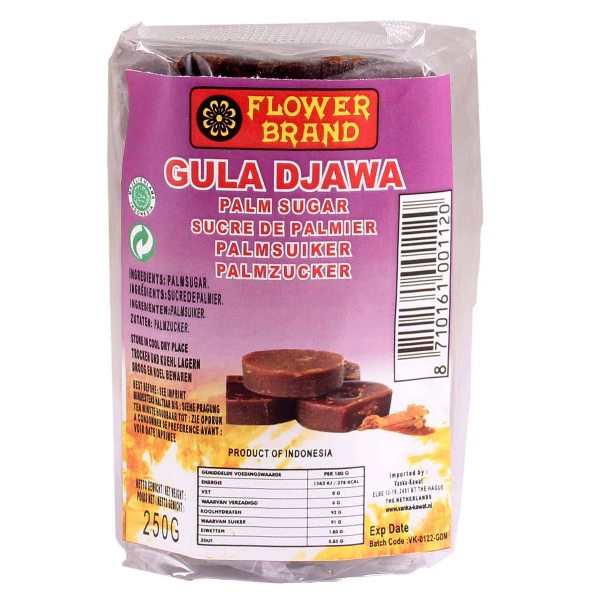 Flowerbrand gula djawa palmsuiker schijfjes 250gr